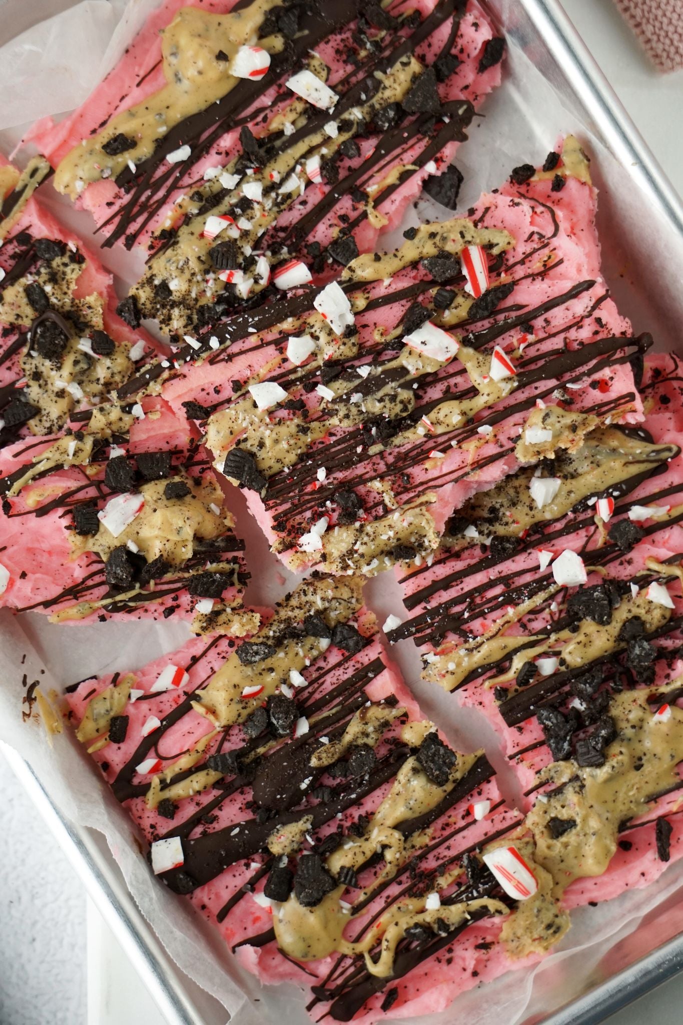 Candy Cane Kiss Frozen Yogurt Bark